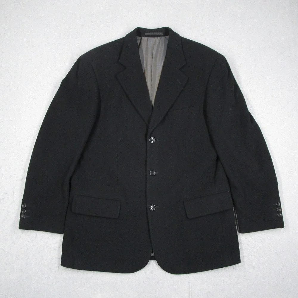 Hugo Boss Mens Black Cashmere Wool Blazer Sport Coat Italy 40R Henry Singer